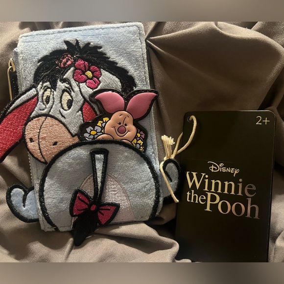 Loungefly Disney Winnie the Pooh Eeyore Piglet Faux Fur Cardholder Wallet NWT - Picture 2 of 4
